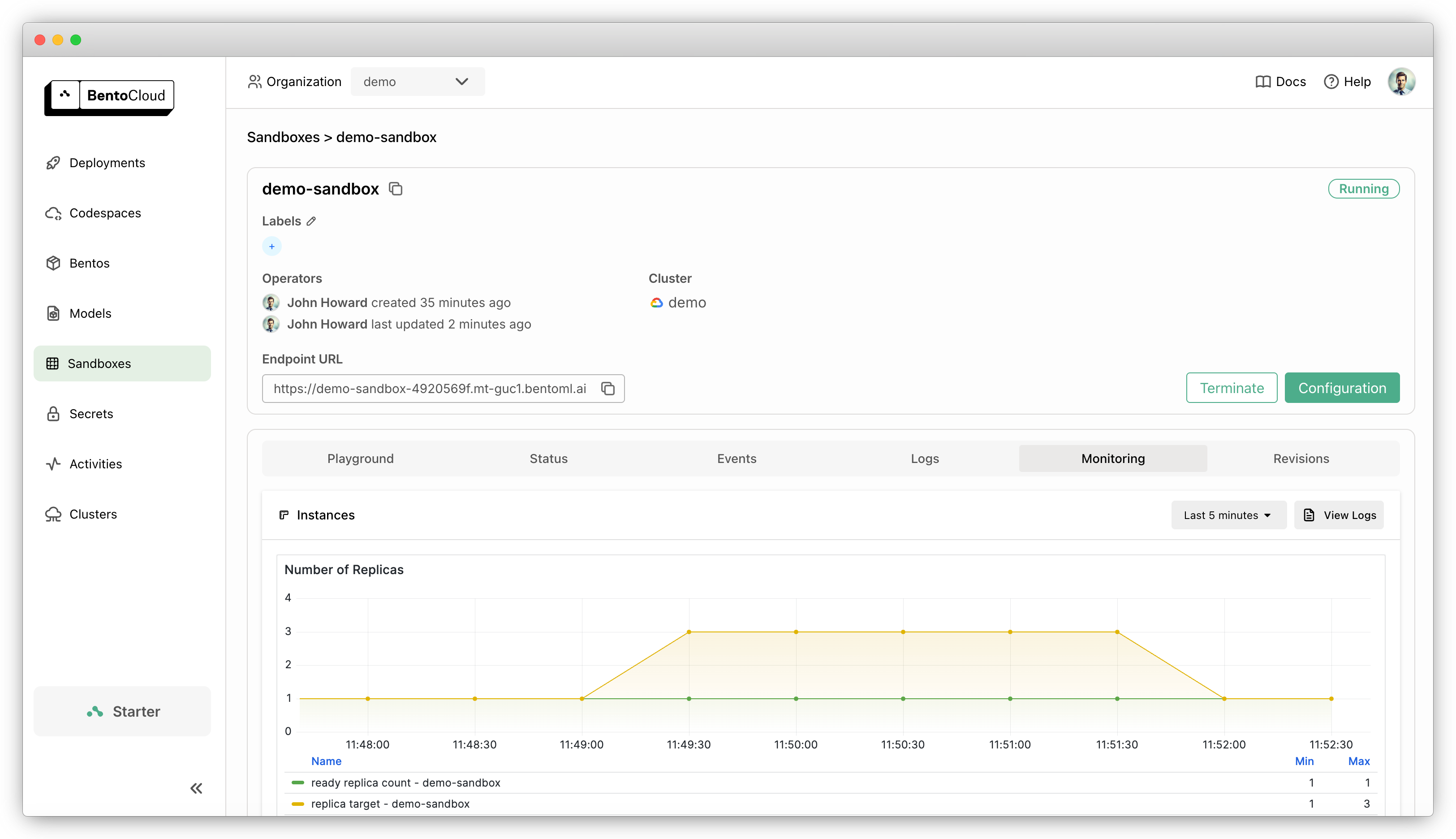 Sandbox scaling based on real-time traffic